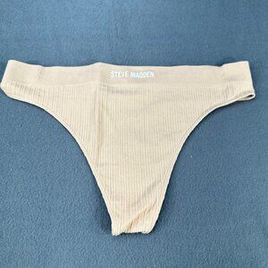 Steve Madden Women's Size Medium Panty Thong Seamless Ribbed Beige NWOT